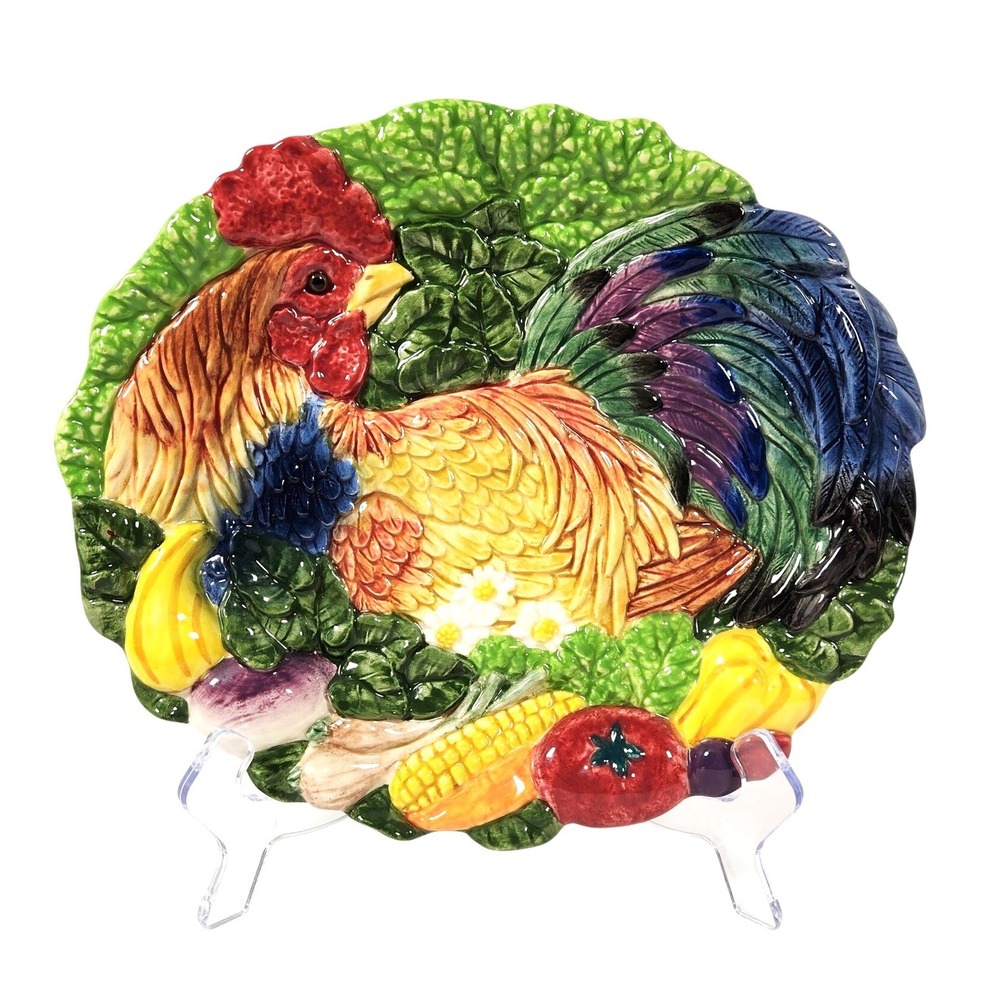 VTG Fitz‎ and Floyd Coq Du Village Embossed Turkey Small 9" X 8" Platter EUC!